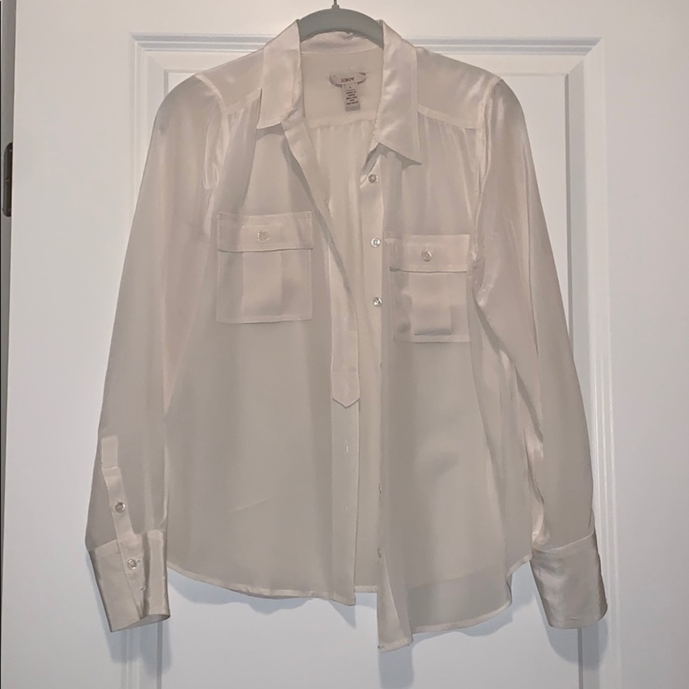 JCrew cream silk button down